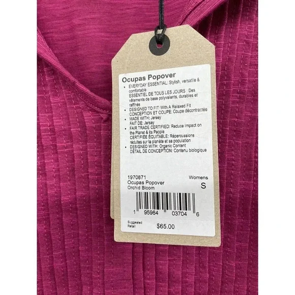 Prana Ocupas Popover Shirt Size Small Orchid Bloom Pink Top New - Picture 7 of 9